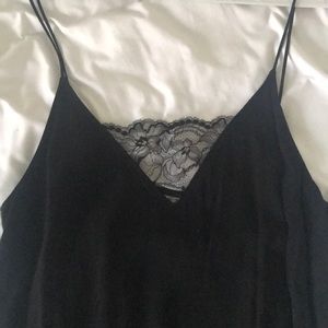 Size M aritzia silk shift dress with lace neckline